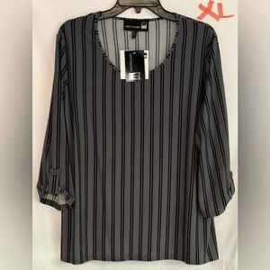 Antthony Women's Charcoal Striped Blouse